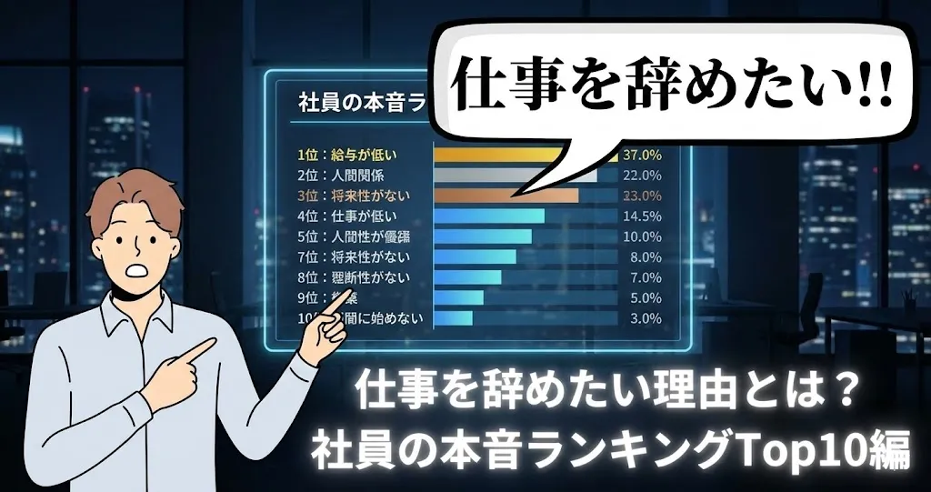 仕事を辞めたい理由とは？社員の本音ランキングTop10＆退職を防ぐ対処法を解説【2025年最新版】
